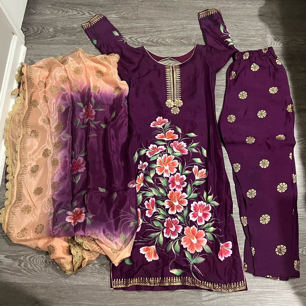 THREE PIECE COTTON PAINT PANT SUIT